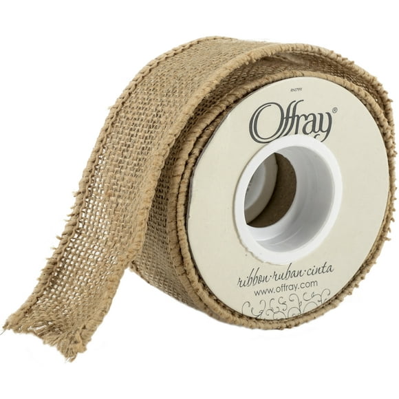 Offray Wired Burlap Ribbon 1-1/2"X9'-Natural