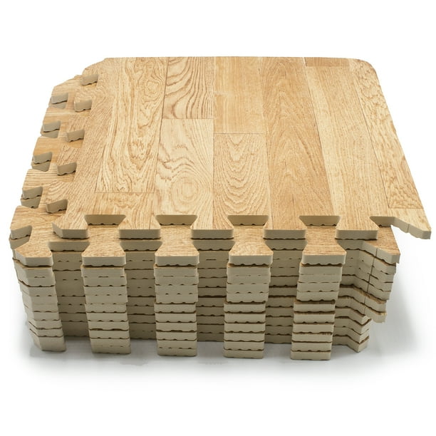 Sorbus Wood Grain Floor Mats Foam Interlocking Mats Each Tile 1 Square