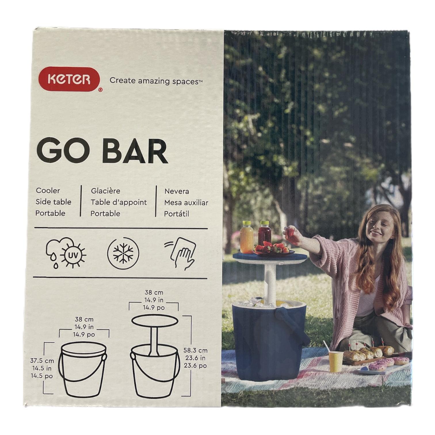 Keter Go Bar 4.2 Gal, Beer & Wine Cooler with Handle, Pop Up Outdoor
