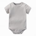thumbnail image 2 of TOWED22 Infant Romper Solid Color One Piece Onesie Short Sleeve Summer Clothes for 0~12M Baby Light Gray,0-3 M, 2 of 4