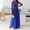Blue4, variant on Women's V Neck Sleeveless Maxi Dress, Solid Color Chiffon Flowy Evening Gown, Elegant Formal Party Wedding Guest Dress for Summer Resort & Date Night Blue L