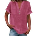 thumbnail image 7 of under 5!Sawvnm Women's Fashion Casual Solid Color Button V-neck T-shirt Top Short Sleeved V-neck Top/shirt Great Gift for Less, 7 of 7