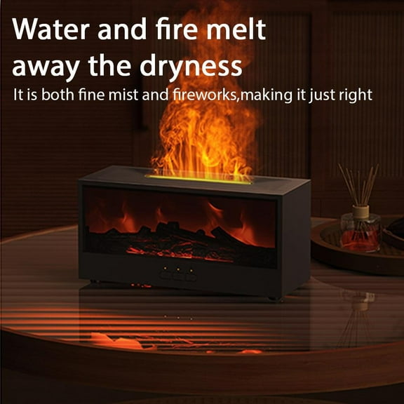 Flame Essential Oil Diffuser, 3D Flame Fireplace Aromatherapy Machine Colorful Humidifier with Remote Control