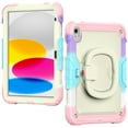 thumbnail image 6 of TECH CIRCLE iPad 10th Generation 2022 Case A2696 A2757 A2777, Protective Silicone iPad 10th Generation Case 10.9” with Screen Protector/Swivel Ring Stand/Stable Kickstand/Handle Grip,Colorful/Pink, 6 of 9