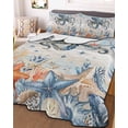 thumbnail image 3 of Quilts Twin Size Bedding Set, Octopus Coastal Lightweight Quilted Comforter, Summer Beach Coral Starfish Blue Grey Soft Reversible Bedspread Coverlet with Pillow Covers for All Season, 68" x 86", 3 of 7