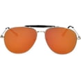 thumbnail image 2 of OWL Aviator Sunglasses Silver Metal Frame with Browbar for Men and Women, 2 of 4