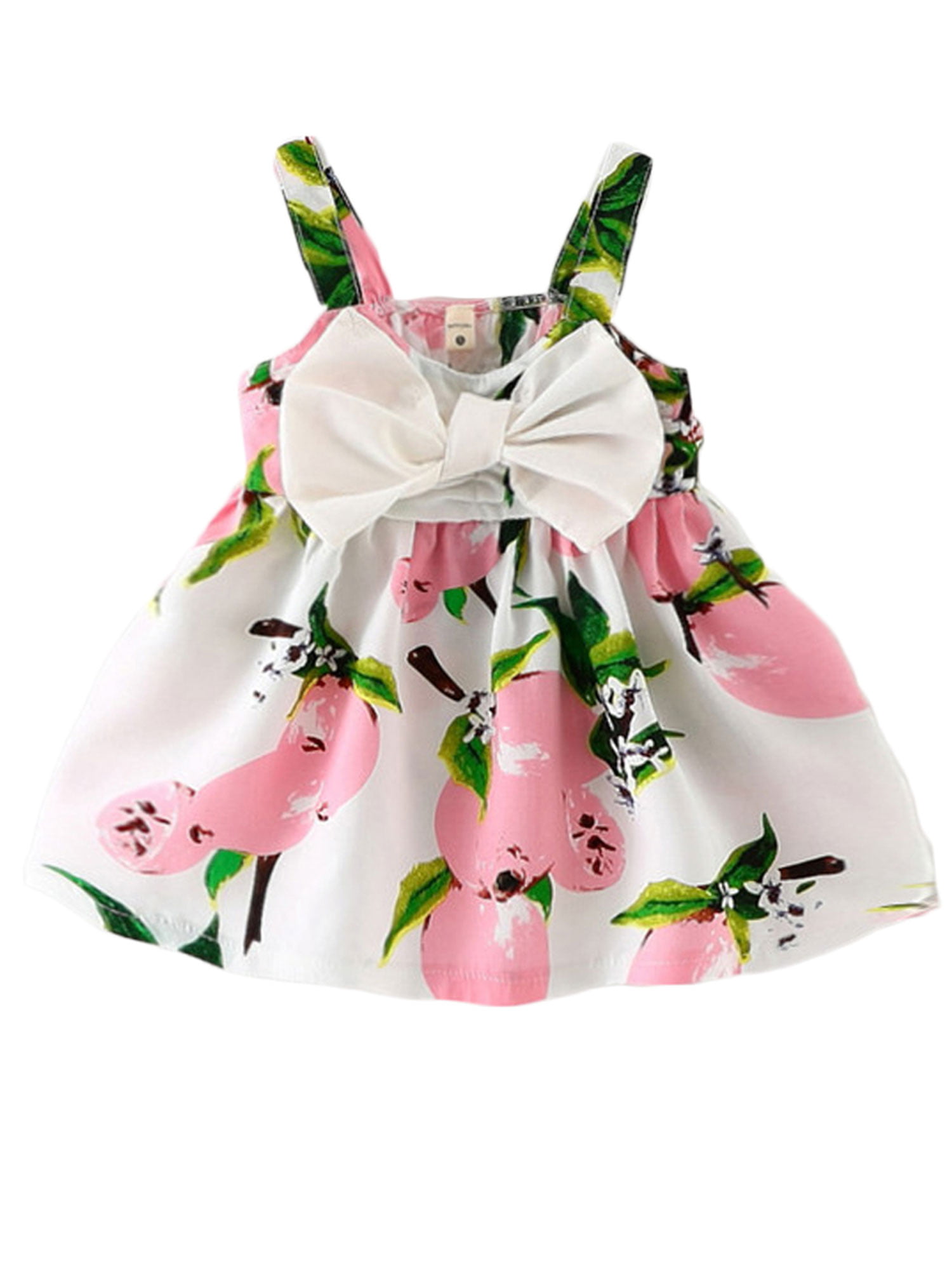 Baby Girls Leopard Bowknot Short Sleeveless Pincess Dress Clothes Sundress Pink 