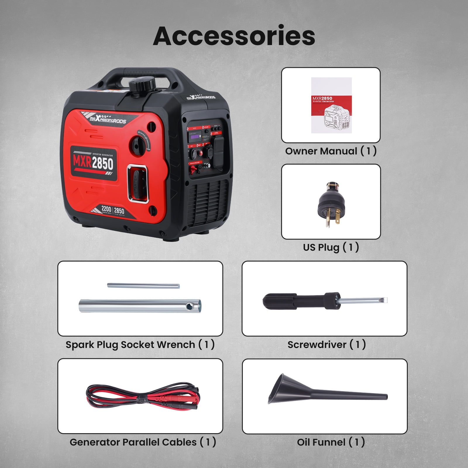Maxpeedingrods 2850W Inverter Generator Portable Quiet Gasoline Power Supply for RV Home Use Camp