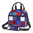 thumbnail image 1 of DouZhe Lunch Bags for Women and Men, Blue Red Tartan Prints Reusable Portable Insulated Cooler Waterproof Lunch Tote Bag for Travel Work School Picnic, 1 of 7