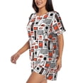 thumbnail image 2 of Kdxio Modern Life Print Pajamas Sets for Women Short-Sleeved Pjs with Lounge Shorts Two Piece Sleepwear S-4XL, 2 of 9