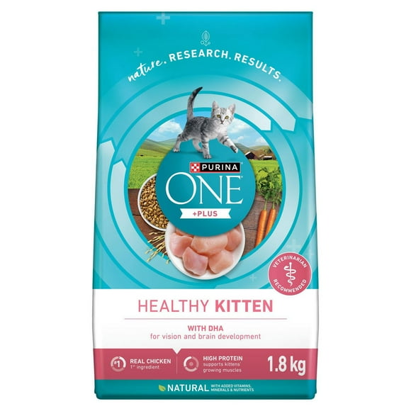 Purina ONE +Plus Chatons en Santé Poulet, Nourriture Sèche pour Chatons 1,8 kg 1,8 kg