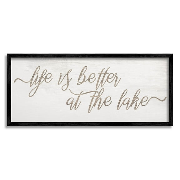 Life Better At The Lake Phrase Inspirational Graphic Art Black Framed Art Print Wall Art