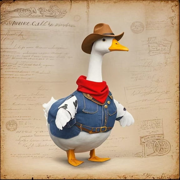 Western Cowboy Porch Goose Outfit Set for 23 Inch Lawn Statues - Cowboy Hat, Triangular Bandana Scarf & Clothes Costume for Concrete Plastic Cement Goose, Outdoor Patio Yard Decor