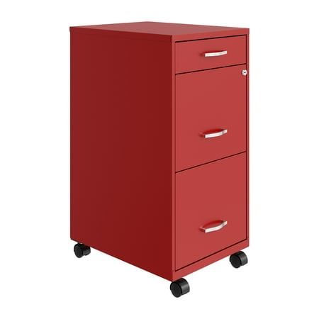 UPC: 0029404244230 | Space Solutions 18  Deep 3 Drawer Mobile Letter Width Vertical File Cabinet  Red