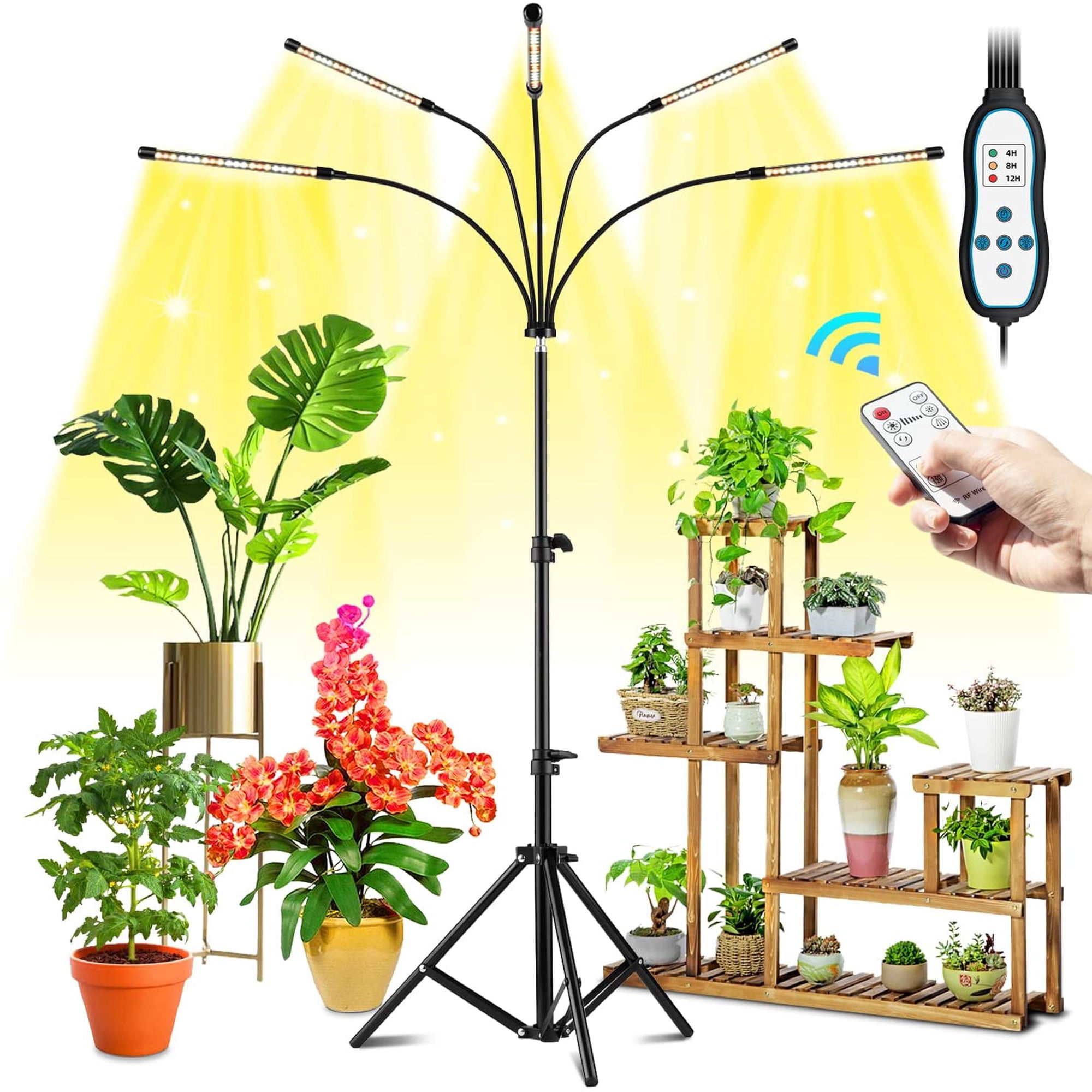 Plant Lights Indoor, Wolezek 2022 NEW [5-Heads] Full Spectrum Grow