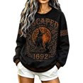 thumbnail image 3 of Womens Oversized Crew Neck Halloween Sweatshirts Trendy Escaped Since 1692 Letter Printed Graphic Tops Fall Long Sleeve Loose Fit Tshirts Pullovers Black1 XXXXL, 3 of 6