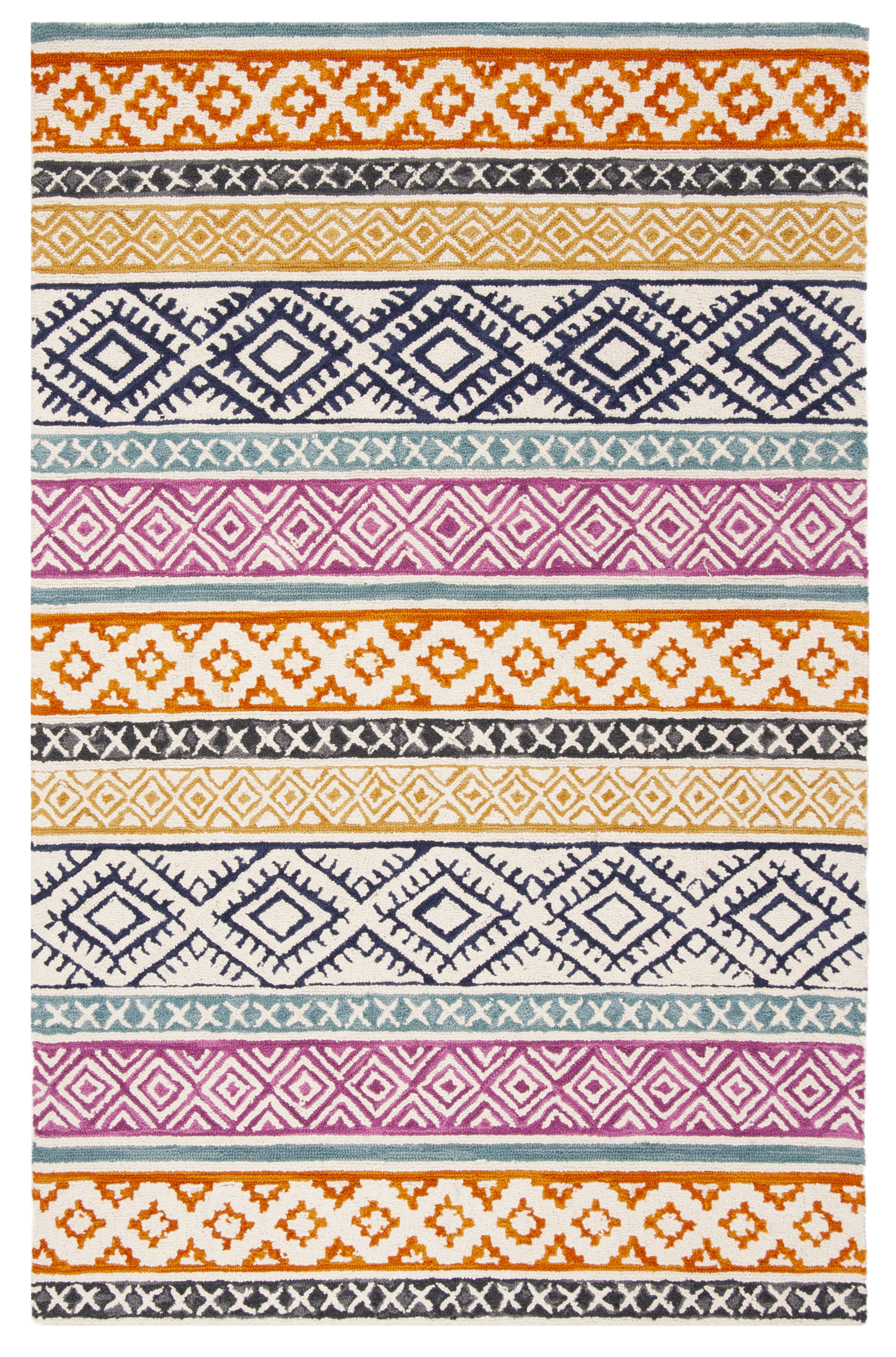 SAFAVIEH Micro-Loop Oliver Geometric Striped Area Rug, Ivory/Rust, 4' x 6'