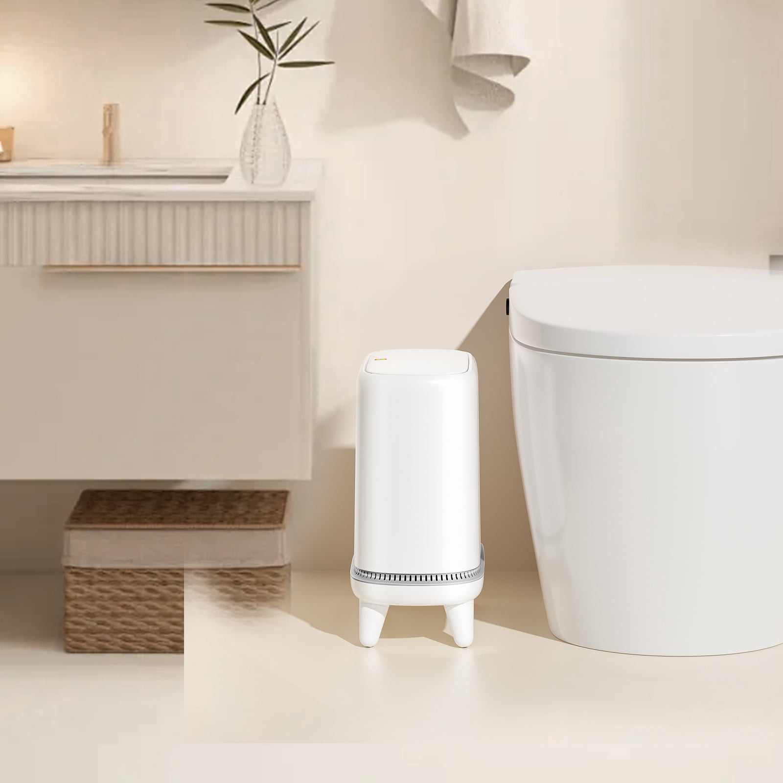 Maoface Small Bathroom Trash Can with Lid 3.2 Gallon - Slim Garbage Can for Bedroom Office Living Room