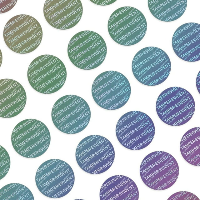 480 unidades/10 hojas de etiquetas de seguridad holográficas de 0,8 pulgadas, autoadhesivas, resistentes a manipulaciones, redondas, impermeables.