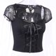 thumbnail image 5 of Camiseta negra para niñas, mujeres, con cordones, Top corto, camiseta de manga corta, cuello cuadrado, ropa de , blusa punk L Macarena Camisa de encaje de mujer, 5 of 8