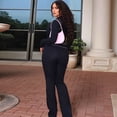 thumbnail image 4 of Women 2 Piece Outfits Long Sleeve Tracksuit Bodycon Matching Sets Hoodie Jacket Jogging Suit Black S, 4 of 9
