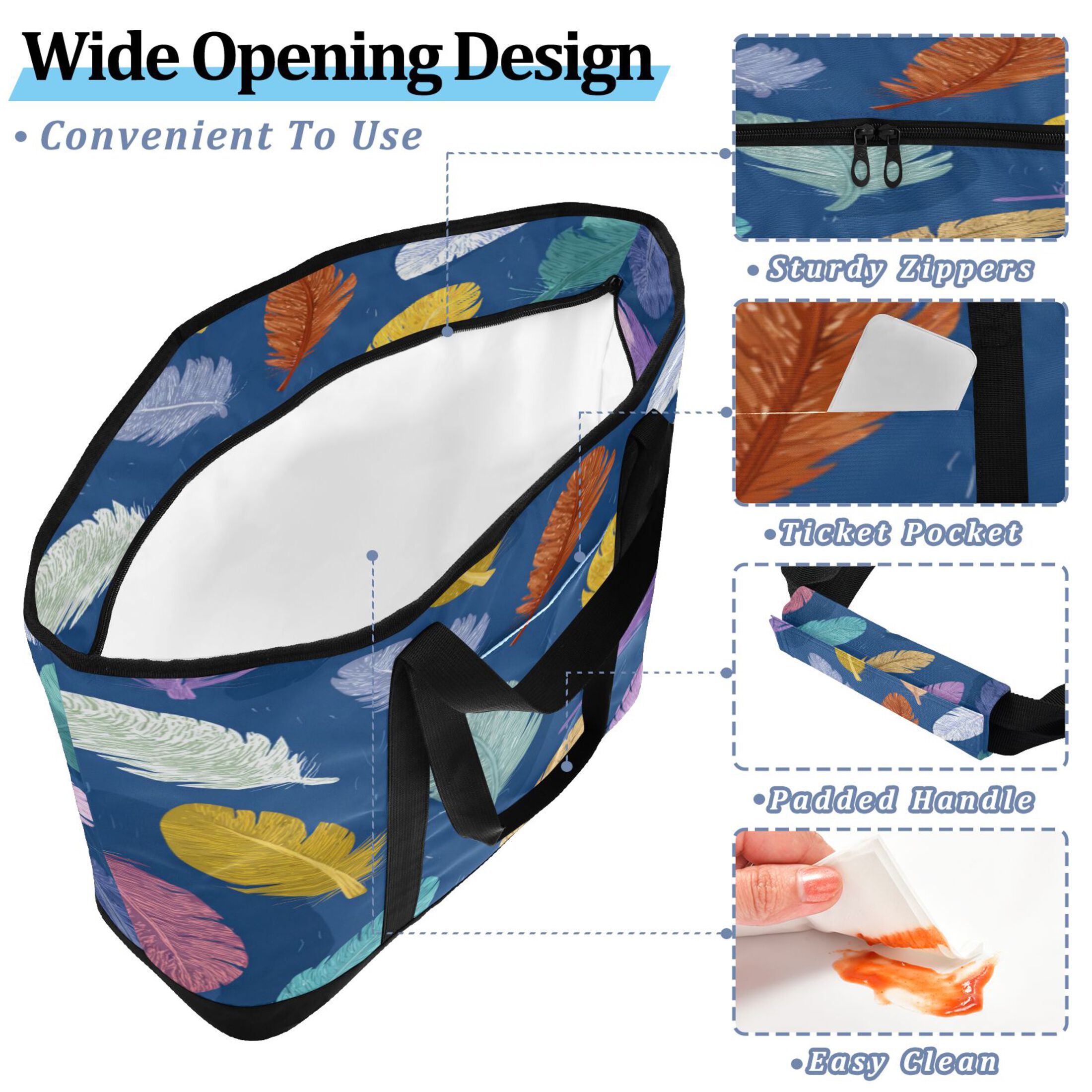Extra-Large Wide Opening Design Capacity Hand-Held Ice Pack Thickened Insulation Layer For Long-Lasting Cold Retention For Outdoor Shopping Picnics And Camping Feathers Floating