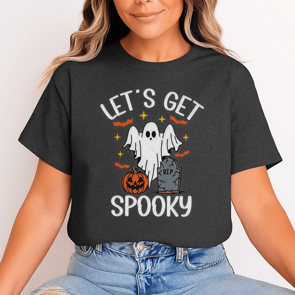 Unisex “Let’s Get Spooky” Halloween Ghost T-Shirt, 100% Cotton, Soft Vintage Graphic Tee – Gift for