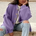 thumbnail image 5 of Gfyviroh Women's Casual Jackets Loose Fit Long Sleeve Lightweight Coats Button Stand Colar Pockets Fall Outerwear, 5 of 8