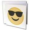 3dRose Happy sunglass emoji, picture of emoji on a white background - Greeting Cards, 6 by 6-inches, set of 6