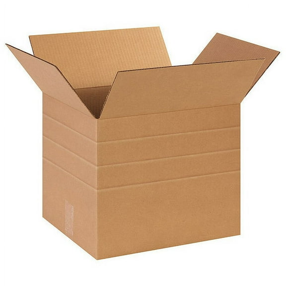 ZoroSelect Multi-Depth Corrugated Boxes, 14" x 12" x 12", Kraft, 25/Bundle