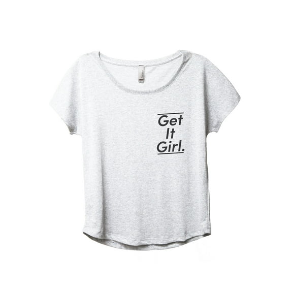 Get It Girl Women's Fashion Slouchy Dolman T-Shirt Tee Heather White Medium
