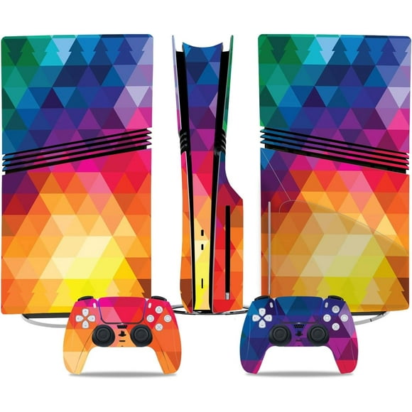 TRAHOO-for PlayStation 5 Pro Disc Skin - Including for PS5 Pro Controller and Console, Shell Skin for PS5 Pro Console Disc Version(Rainbow Mosaic)