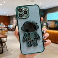 thumbnail image 1 of For iPhone 14 Pro Max 6.7 Inch Bling Plating Astronaut Hidden Stand Case,Cute 6D Bear Stand Glitter Phone Case for Women Girls Soft TPU Shockproof Back Cover, 1 of 5