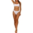 thumbnail image 1 of Women's 2 Piece Ribbed Bikini Sets, Adjustable Spaghetti Straps Sports Swimwear Bathing Suits White S, 1 of 5