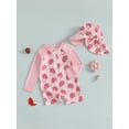 thumbnail image 5 of BemeyourBBs Toddler Baby One Piece Swimsuit with Sunhat Set Infant Girl Bathing Suit Long Sleeve Rash Guard Floral Bow Strawberry Print Half Zipper Swimwear Summer Beachwear, 5 of 9