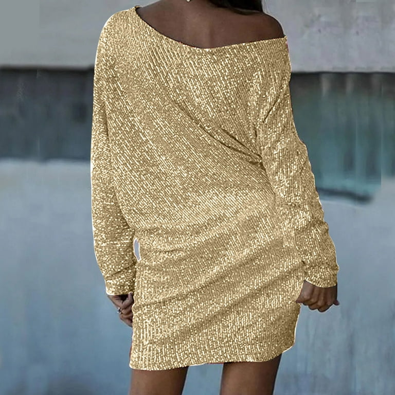 Mrat Womens Plus Size Formal One Shoulder Sequin Mini Prom Dress Bodycon Long Sleeve Ball Gown Glitter Ruched Bodycon Cocktail Party Club Mini Dresses Mrat Womens Plus Size Formal One Shoulder Sequin Mini Prom Dress Bodycon Long Sleeve Ball Gown Glitter Ruched Bodycon Cocktail Party Club Mini Dresses
