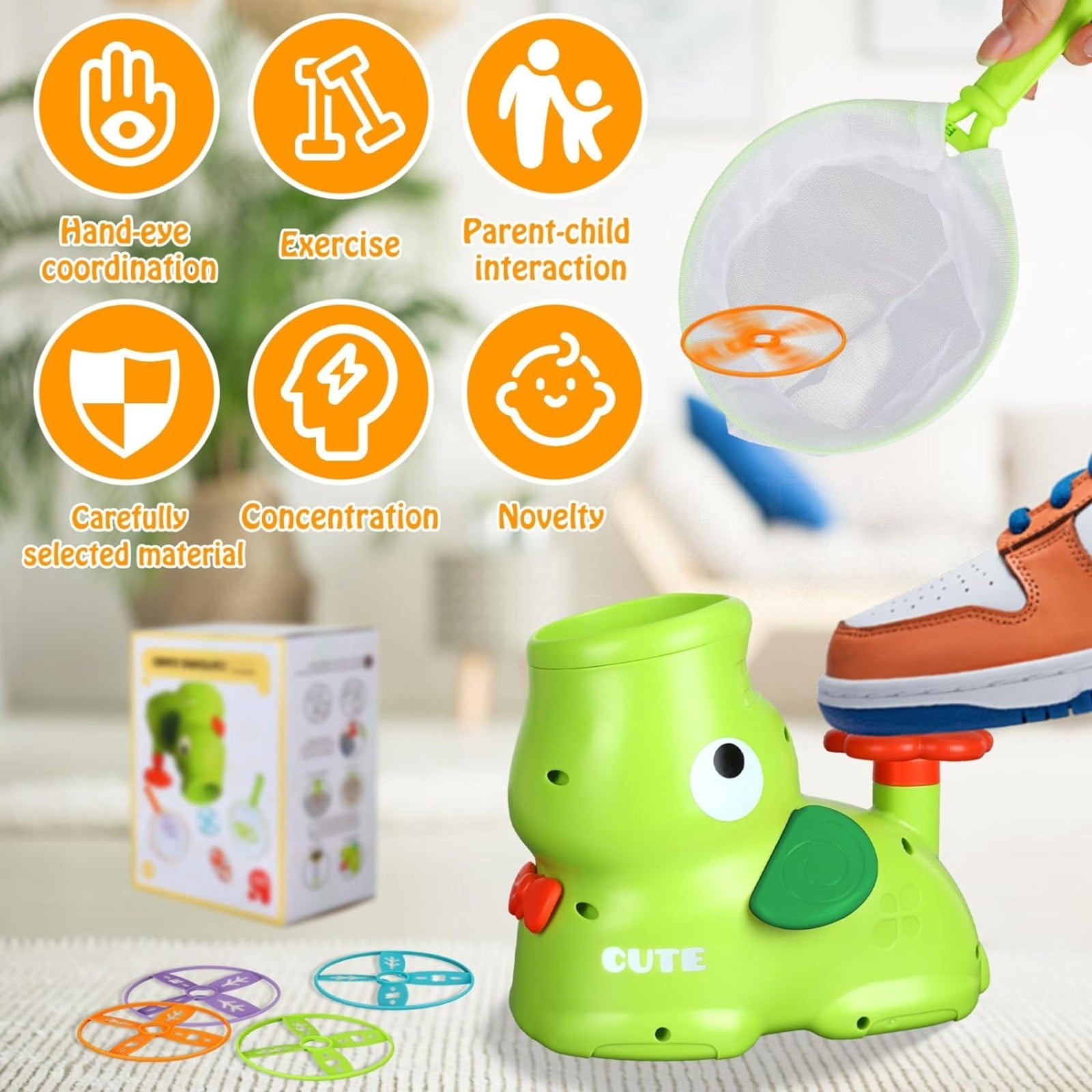 XUFLVPSEF Outdoor Stomp Flying Disc Launcher Toys for Kids Ages 3 4 5 6 7 8 9 10, Elephant Butterfly Catching Game, Outside Yard Activities Chasing Toy, Outdoor Birthday for 3-8 Year Old Boys Girls