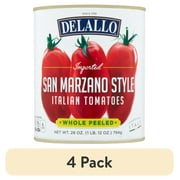 (4 pack) DeLallo San Marzano Style Whole Peeled Tomatoes, Non-GMO, Gluten Free, Product of Italy, 28 oz Can