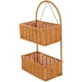 thumbnail image 5 of IMITACIÓN Rattan Woven Canasta de pared colgante de la pared de 2 niveles Canasta tejida para la cocina del baño, 5 of 5