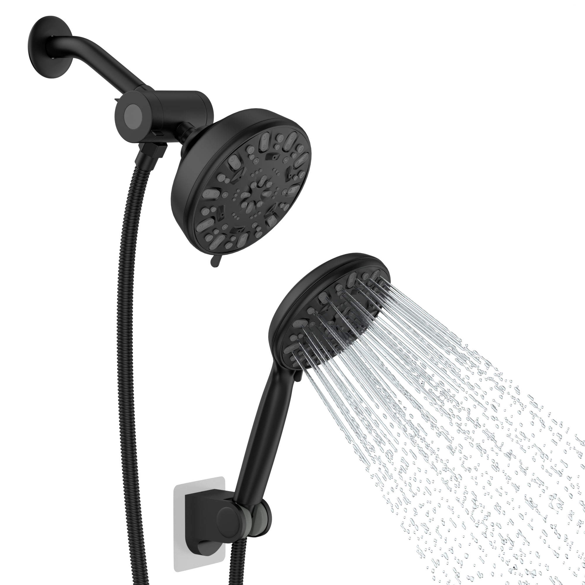Handheld Shower Set with 7Mode Double Shower Head Shower Arm Extension