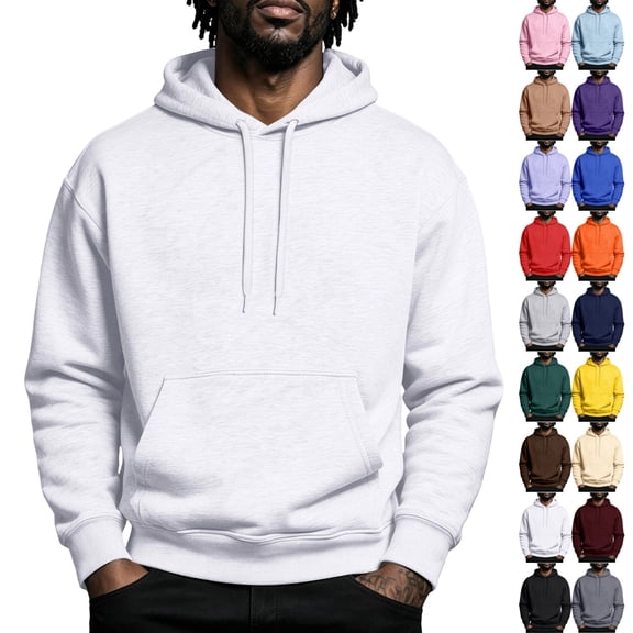 UDAUDU Mens Hoodie Fashion Long Sleeve Hoodies Casual Drawstring Fall Winter Workout Pullover Sweatshirt for Men with Pockets XL