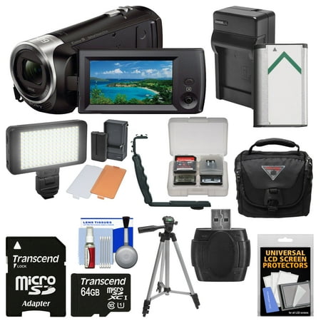 Sony Handycam HDR-CX405 1080p HD Video Camera Camcorder with 64GB Card + Battery & Charger + Case + LED Light + Tripod +