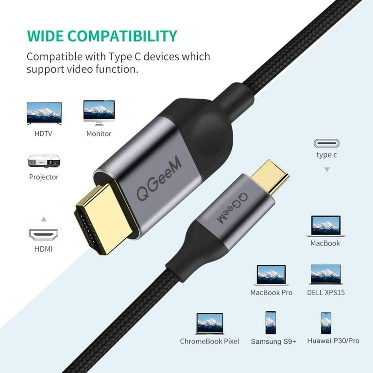 QGeeM USBC To HDMI Cable4K30Hz, Thunderbolt Compatible, 59 OFF