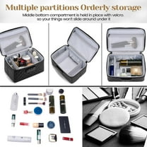 Portable Makeup Box with Lock, Large Capacity Travel Cosmetic Bag Organizer, Black