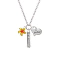 thumbnail image 2 of Delight Jewelry Silvertone Yellow and Orange Plumeria Flower Always My Mother Bar Zoe Necklace, 2 of 4