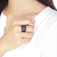 thumbnail image 5 of Black Womens Ring Anillo Para Mujer Stainless Steel Ring with Top Grade Crystal in Fuchsia, 5 of 5