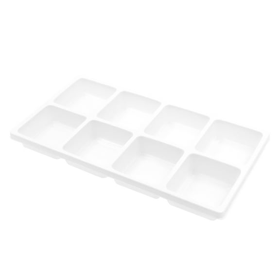 8 Section White Plastic Tray Inserts - 14" L x 7-1/2"W - Set of 3- White Plastic Jewelry Trays - Stackable Jewelry Organizer Trays - Sleek and Organized Stackable Jewelry Trays for Optimal Storage