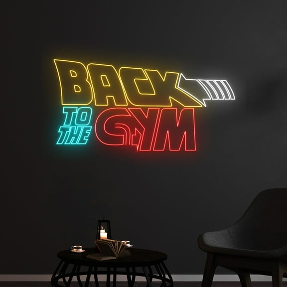 Handmadetneonsign Back To The Gym Neon Sign, Gym Neon Light, Gym Studio Led Light, Bodybuilding Led