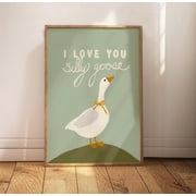 Silly Goose Nursery Art Print Cute Animal For Kids Room Baby Shower Gift For Boy Or Girl