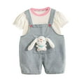 thumbnail image 1 of Odeerbi 0-5 Años Niños Niñas Trajes Conejo Bib Pantalones Cortos Generales Con Algodón Manga Corta Camiseta Conjunto de Verano Correa Romper Mono Traje de Juego, 1 of 6